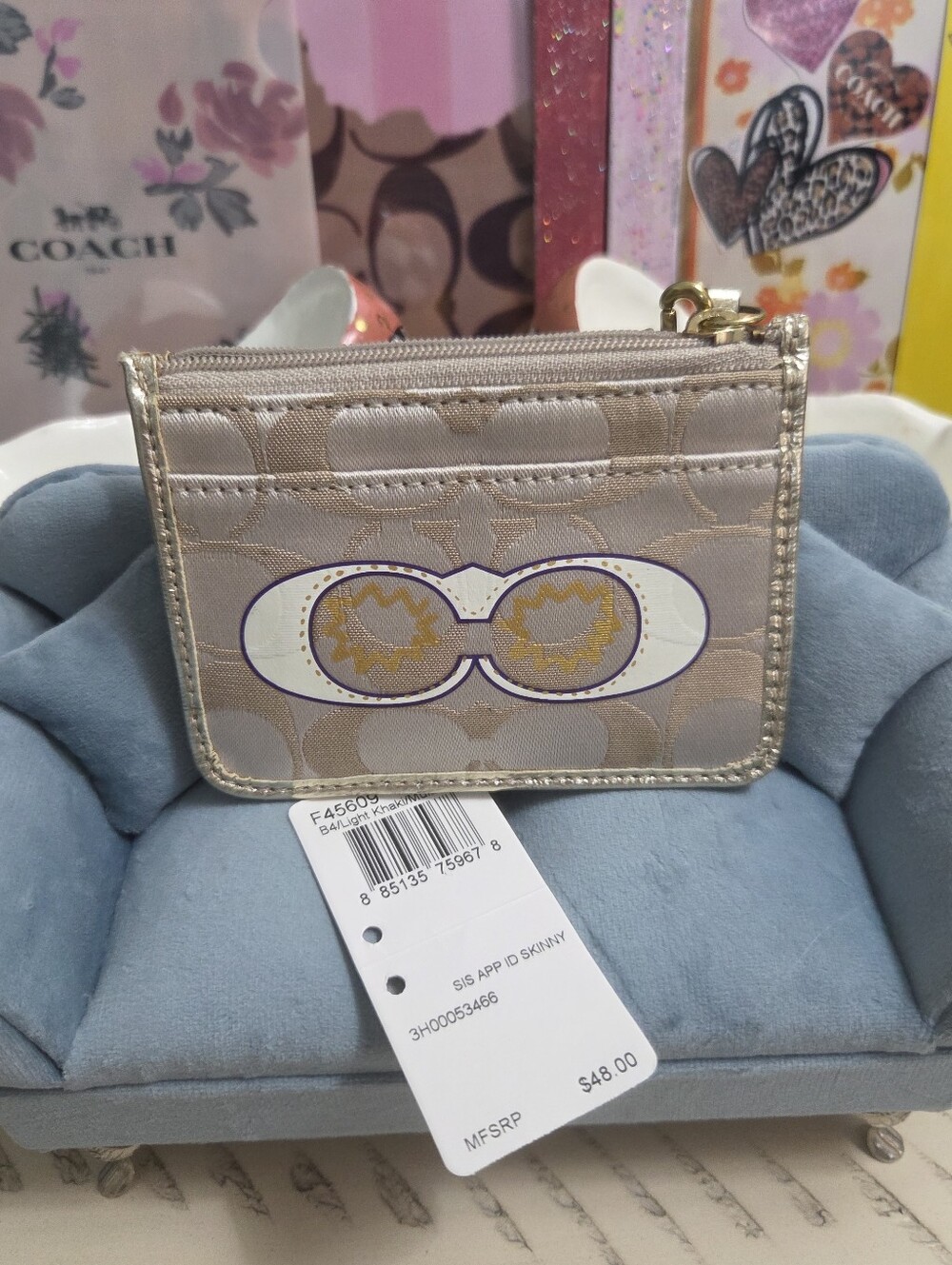 Coach Poppy Signature Mini Skinny ID Case Wristlet, NWT - Picture 1 of 10